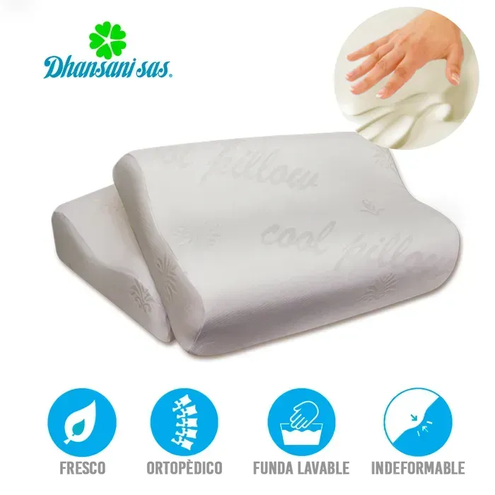 Set de 2 Almohadas Ortopédica Visco-Smart Con Memoria Cervical alta